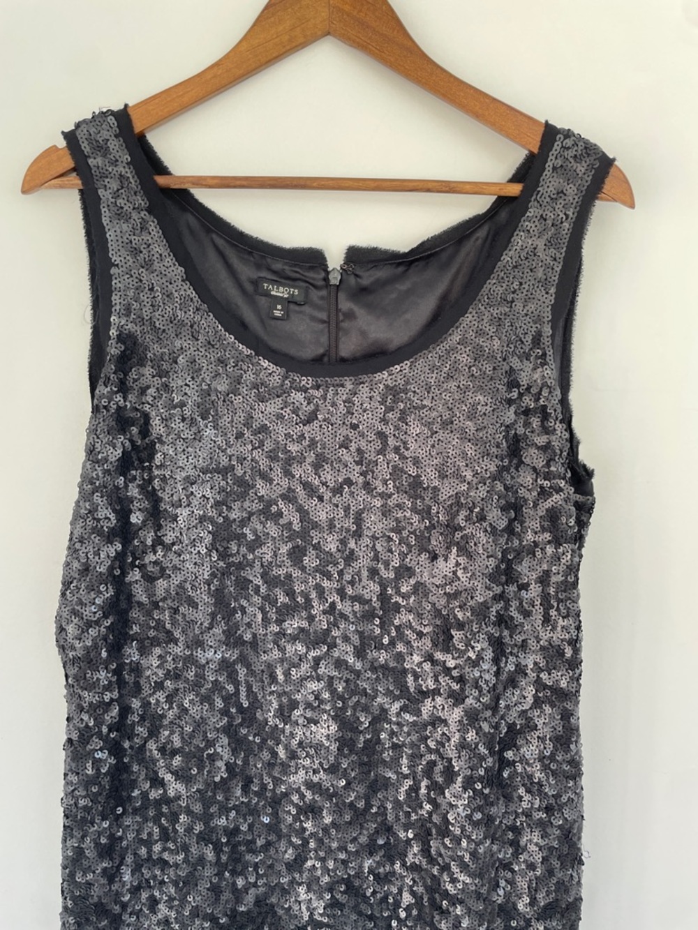 Talbots Black Sequin Sleeveless Shift Dress - Picture 3 of 5